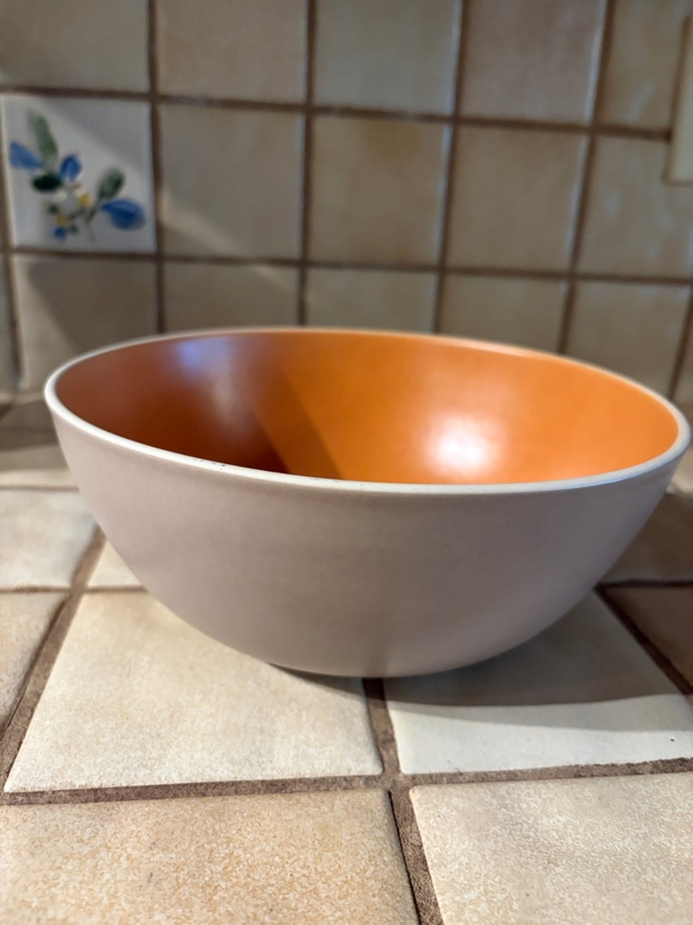 Heath Ceramics Serving Bowl Persimmon / French Gray Duo Glaze 8.5” x 4